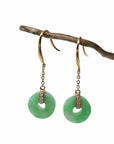 Baikalla Jewelry Gold Jade Earrings 18K Royal Rose Gold Genuine Jade Jadeite Lucky Nuts Drop Earrings