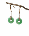 Baikalla Jewelry Gold Jade Earrings 18K Royal Rose Gold Genuine Jade Jadeite Lucky Nuts Drop Earrings