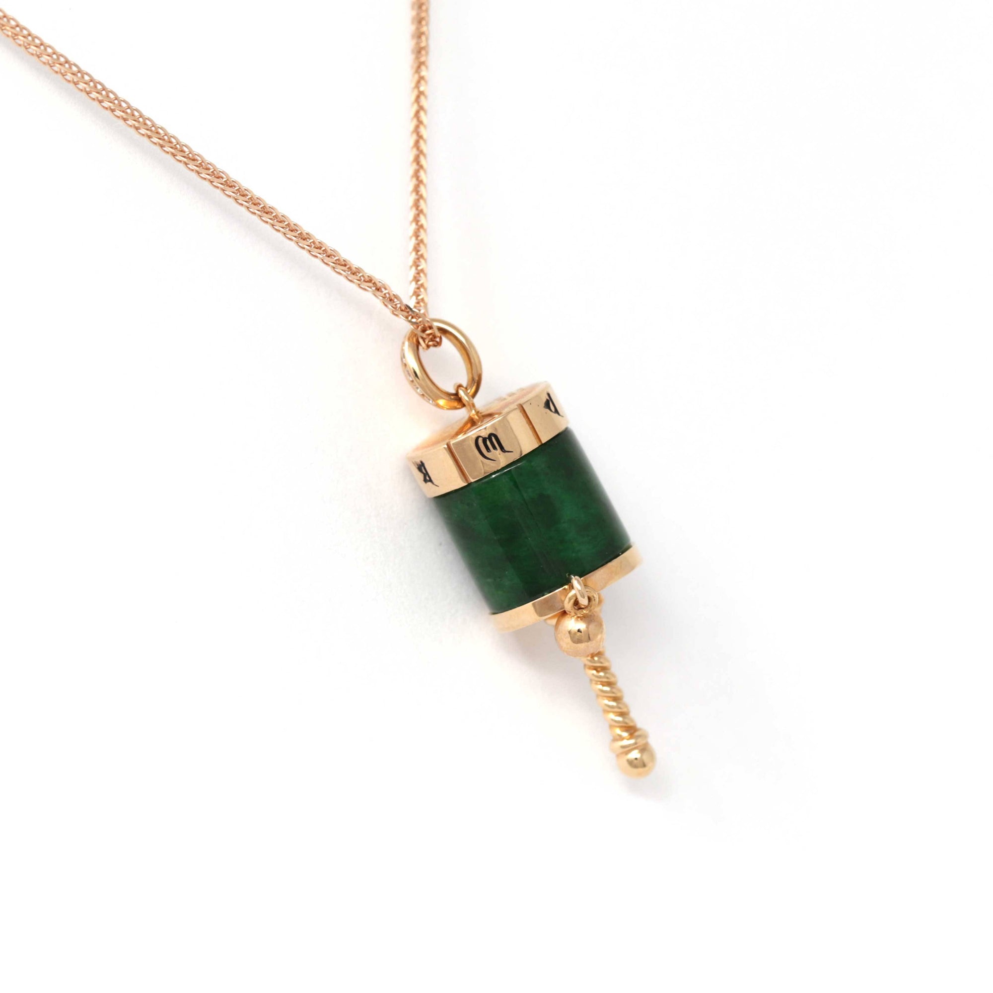 Baikalla Jewelry Gold Jadeite Necklace 18k Rose Gold Genuine Burmese Jadeite Jade Pendant Necklace - Buddha Dharma