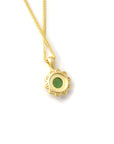 Baikalla Jewelry Jade Pendant Necklace Baikalla™ "Sunflower" Sterling Silver Nephrite Green Jade Classic Sun Flower Pendant Necklace