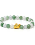 Baikalla Jewelry 24k Gold Jadeite Beads Bracelet Genuine High-quality Jade Jadeite Bracelet Bangle with 24k Yellow Gold Boat Charm 