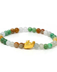 Baikalla Jewelry 24k Gold Jadeite Beads Bracelet Genuine High-quality Jade Jadeite Bracelet Bangle with 24k Yellow Gold Boat Charm Colorful  