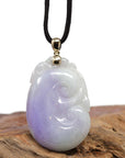 Baikalla Jewelry Jade Guanyin Pendant Necklace Genuine Lavender Jadeite Jade RuYi Pendant Necklace With 14K Yellow Gold Bail