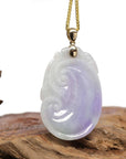 Baikalla Jewelry Jade Guanyin Pendant Necklace Genuine Lavender Jadeite Jade RuYi Pendant Necklace With 14K Yellow Gold Bail