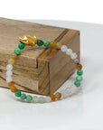 Baikalla Jewelry 24k Gold Jadeite Beads Bracelet Genuine High-quality Jade Jadeite Bracelet Bangle with 24k Yellow Gold Crocodile Charm Colorful  