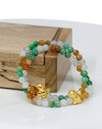 Baikalla Jewelry 24k Gold Jadeite Beads Bracelet Genuine High-quality Jade Jadeite Bracelet Bangle with 24k Yellow Gold Chicken Charm Colorful  