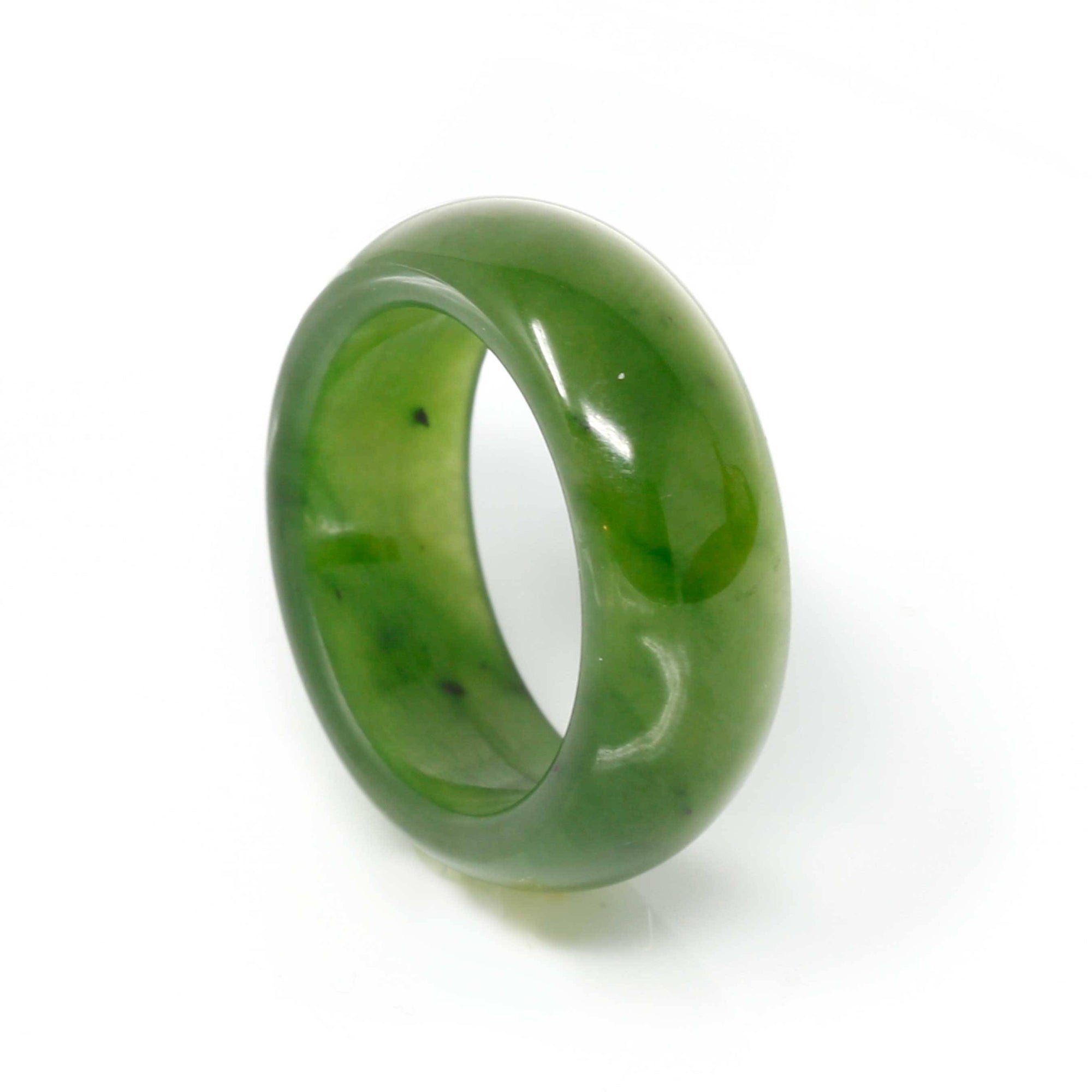 Baikalla Jewelry Jade Ring Natural Forest Green Nephrite Jade Band Ring