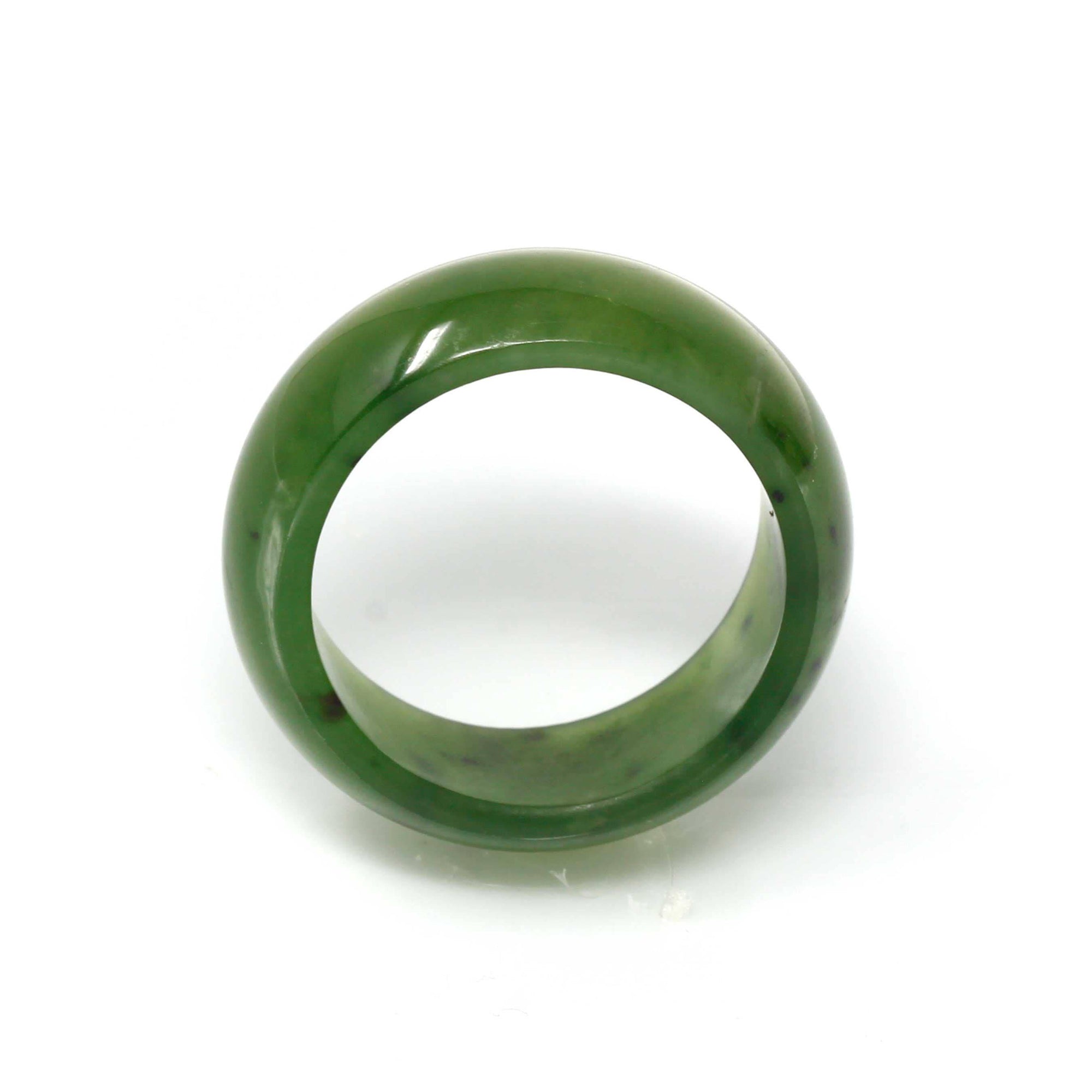 Baikalla Jewelry Jade Ring Natural Forest Green Nephrite Jade Band Ring