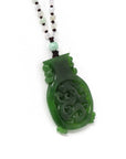 Baikalla Jewelry Jade Pendant Necklace Genuine HeTian Nephrite Green Jade Good Luck Vase Pendant Necklace With Dragon