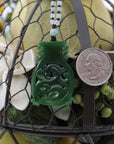 Baikalla Jewelry Jade Pendant Necklace Genuine HeTian Nephrite Green Jade Good Luck Vase Pendant Necklace With Dragon