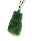 Baikalla Jewelry Jade Pendant Necklace Genuine HeTian Nephrite Green Jade Good Luck Vase Pendant Necklace With Dragon