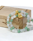 Baikalla Jewelry 24k Gold Jadeite Beads Bracelet Genuine High-quality Jade Jadeite Bracelet Bangle with 24k Yellow Gold Penguin Charm 