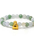 Baikalla Jewelry 24k Gold Jadeite Beads Bracelet Genuine High-quality Jade Jadeite Bracelet Bangle with 24k Yellow Gold Penguin Charm 