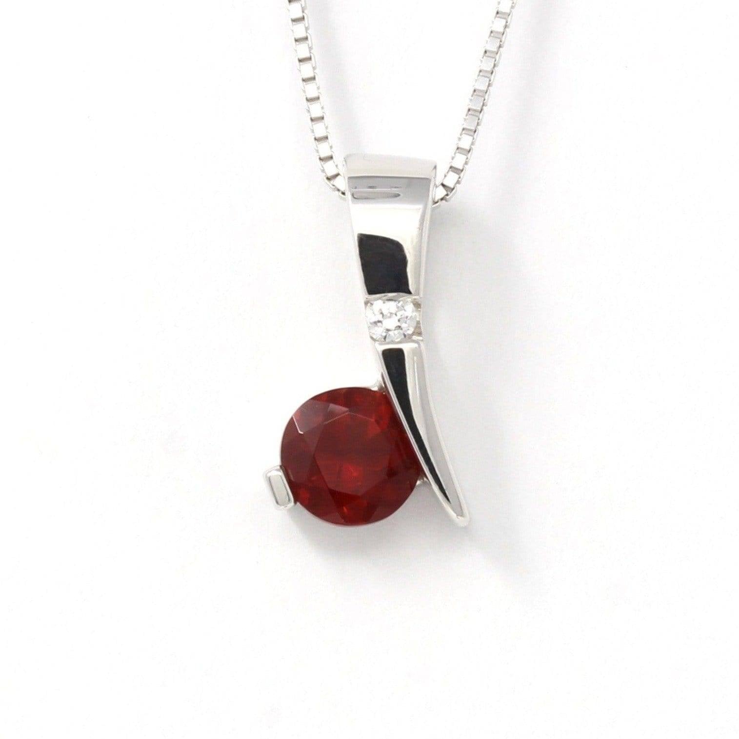 Baikalla Jewelry Silver Sunstone Necklace Sterling Silver Red Ponderosa Sunstone Necklace With Bezel Set white Sapphire