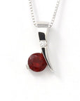 Baikalla Jewelry Silver Sunstone Necklace Sterling Silver Red Ponderosa Sunstone Necklace With Bezel Set white Sapphire