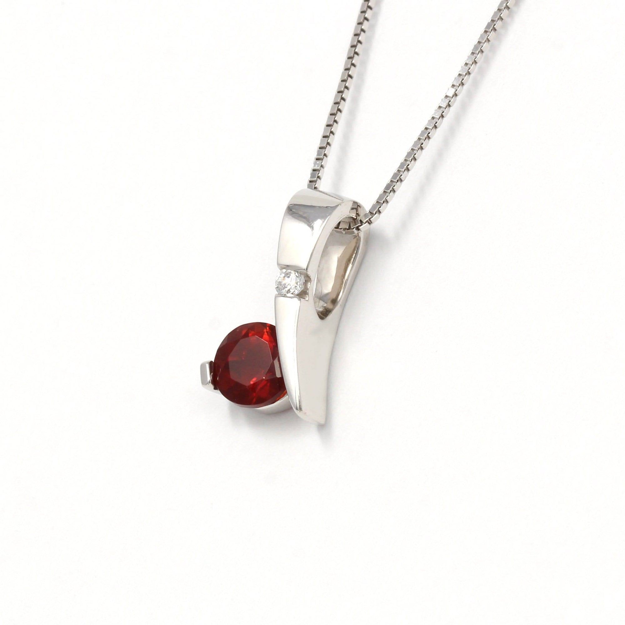 Baikalla Jewelry Silver Sunstone Necklace Sterling Silver Red Ponderosa Sunstone Necklace With Bezel Set white Sapphire