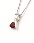 Baikalla Jewelry Silver Sunstone Necklace Sterling Silver Red Ponderosa Sunstone Necklace With Bezel Set white Sapphire