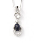 Baikalla Jewelry Sterling Silver Sapphire Necklace Baikalla™ "Janice" Sterling Silver Natural Sapphire Necklace With CZ