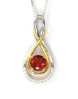 Baikalla Jewelry Silver Sunstone Necklace Sterling Silver Natural Ponderosa Sunstone Necklace With White Sapphire(Two Tone )