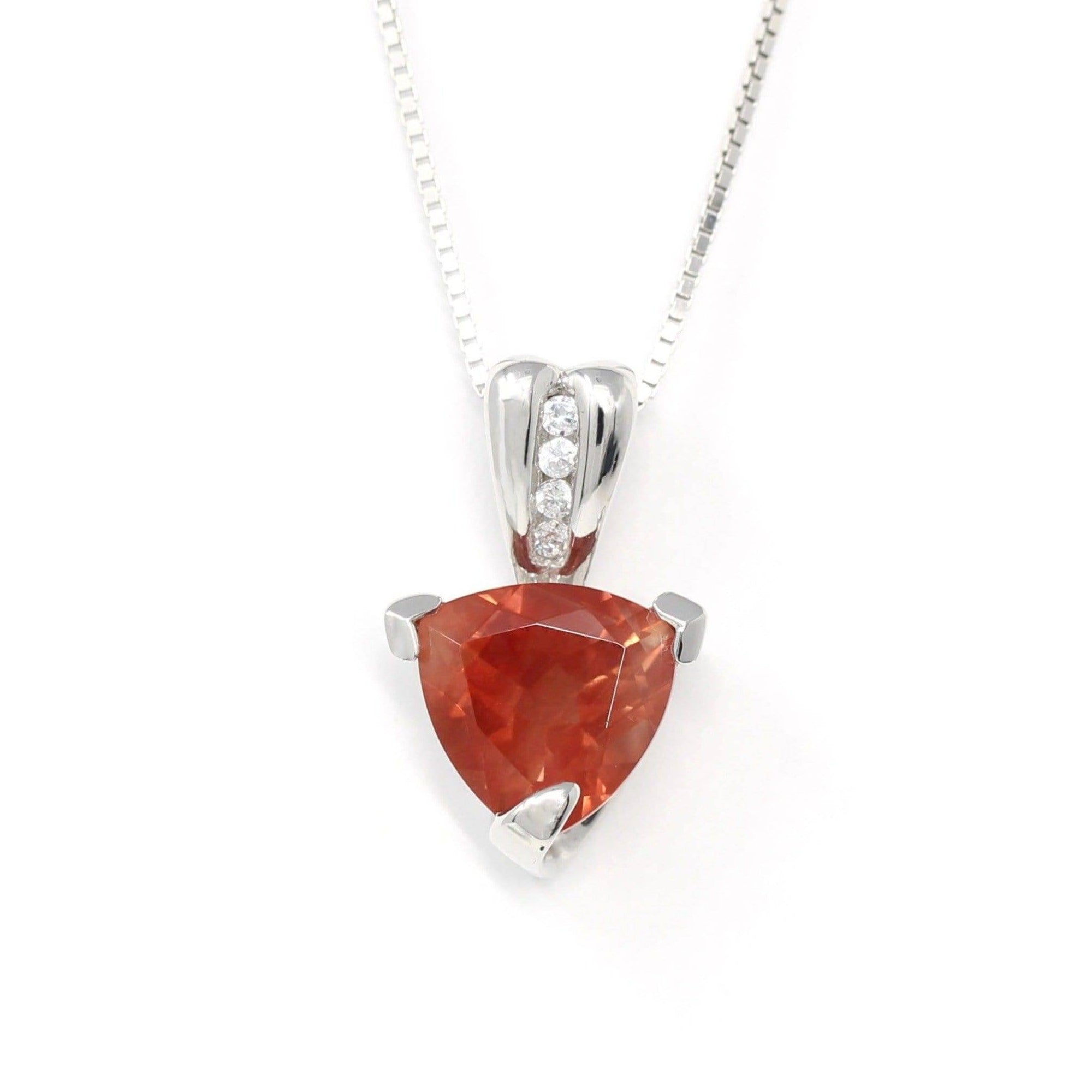 Baikalla Jewelry Silver Sunstone Necklace Sterling Silver Natural Ponderosa Sunstone Necklace With White Sapphire