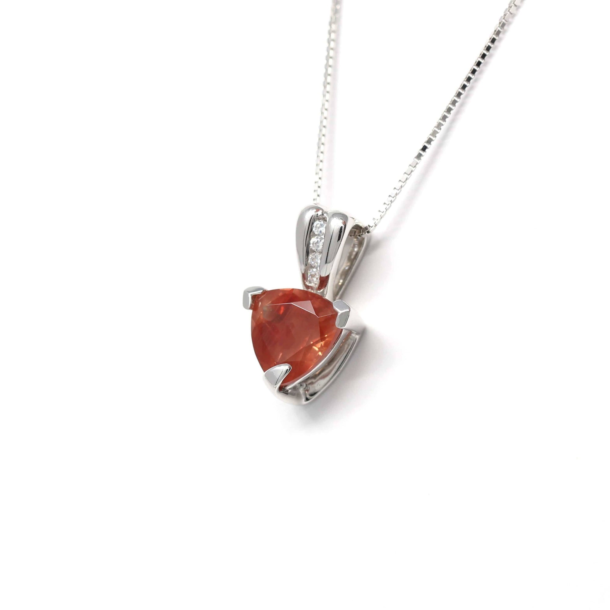 Baikalla Jewelry Silver Sunstone Necklace Sterling Silver Natural Ponderosa Sunstone Necklace With White Sapphire