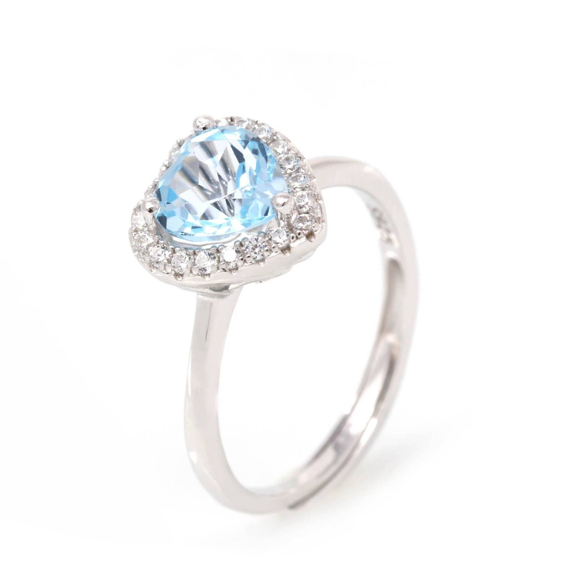 Baikalla Jewelry Gemstone Ring Baikalla™ Sterling Silver Natural Sky Blue Heart Topaz Ring