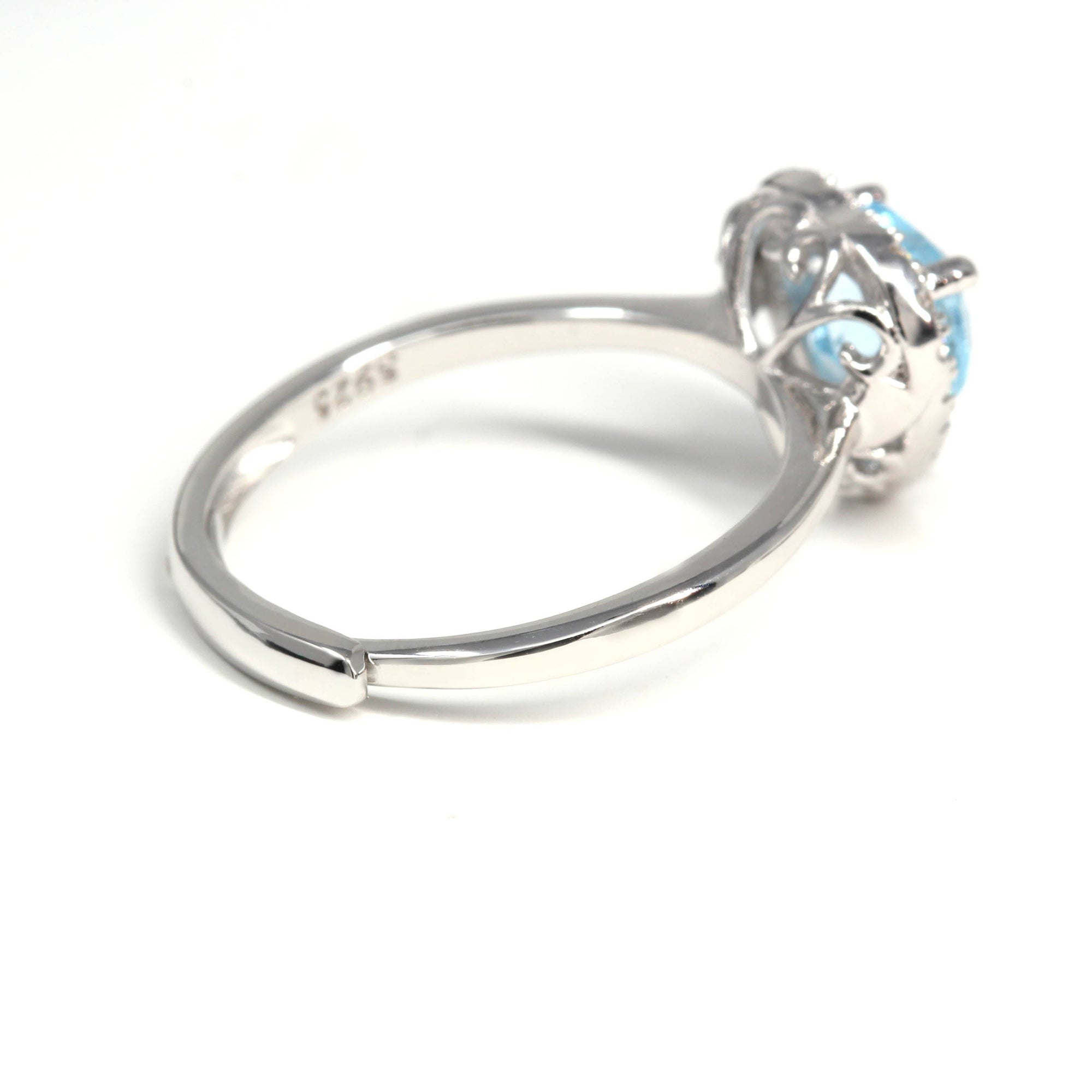 Baikalla Jewelry Gemstone Ring Baikalla™ Sterling Silver Natural Sky Blue Heart Topaz Ring