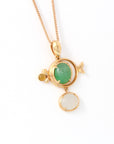 Baikalla Jewelry 18k Gold Jadeite Necklace 18k Rose Gold Genuine Burmese Jadeite " Fish" Pendant Necklace