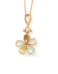 Baikalla Jewelry 18k Gold Jadeite Necklace 18k Rose Gold Genuine Mixed Color Burmese Jadeite Lucky Flower Necklace