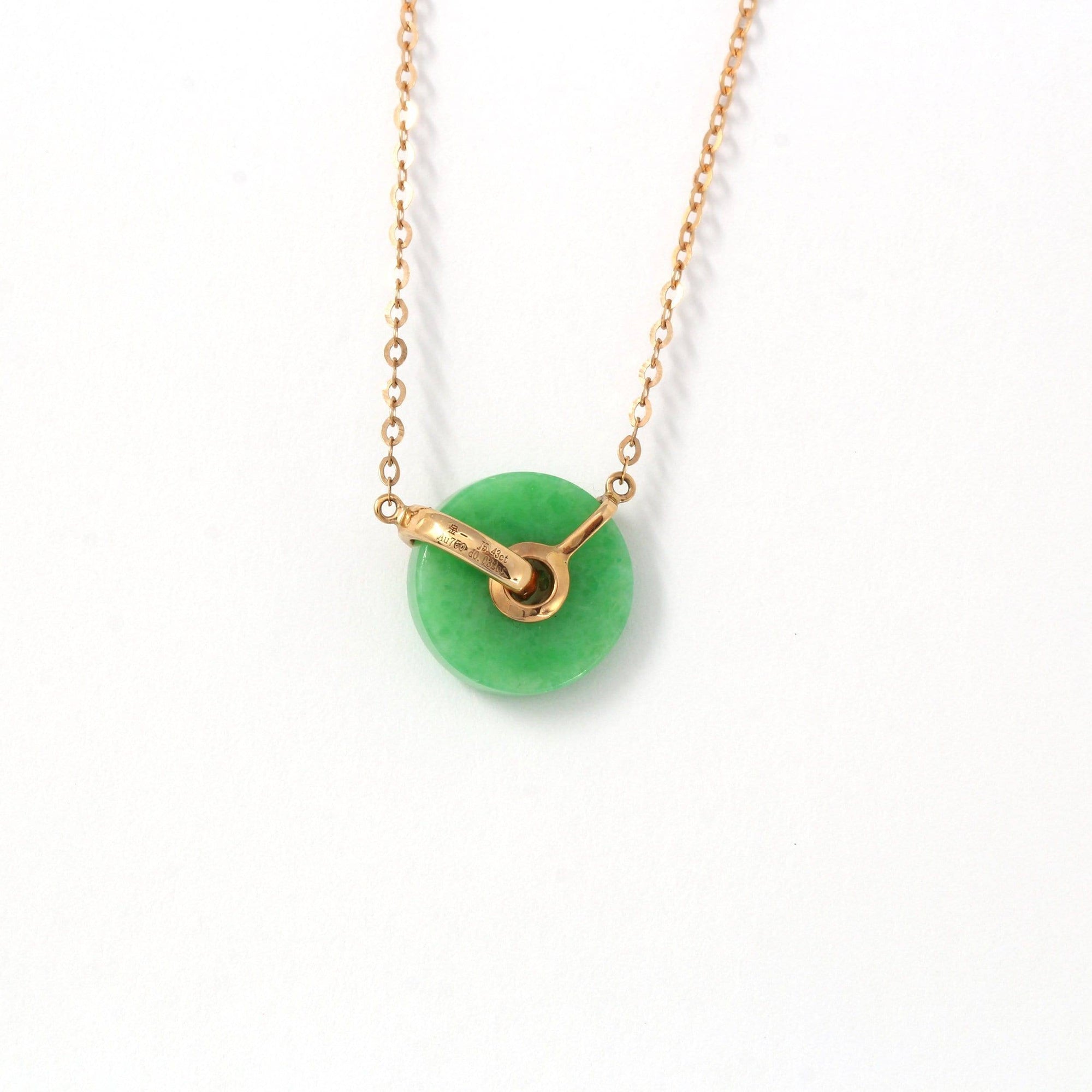 Baikalla Jewelry 18k Gold Jadeite Necklace 18k Rose Gold Genuine Burmese Jadeite Lucky Pendant Necklace With Diamonds