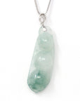 Baikalla Jewelry 18k Gold Jadeite Necklace Genuine Burmese Ice Blue Jadeite Pendant with 18k White Gold Bail