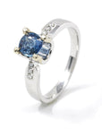 Baikalla Jewelry Gold Sapphire Ring 18k White Gold Natural Blue Sapphire Engagement Ring