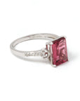 Baikalla Jewelry Gold Tourmaline Ring 18k White Gold Natural Pink Tourmaline Diamond Ring