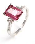 Baikalla Jewelry Gold Tourmaline Ring 6.5 18k White Gold Natural Pink Tourmaline Diamond Ring