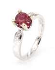 Baikalla Jewelry Gold Ruby Ring 7.5 18k White Gold Natural Round Ruby Diamond Engagement Ring