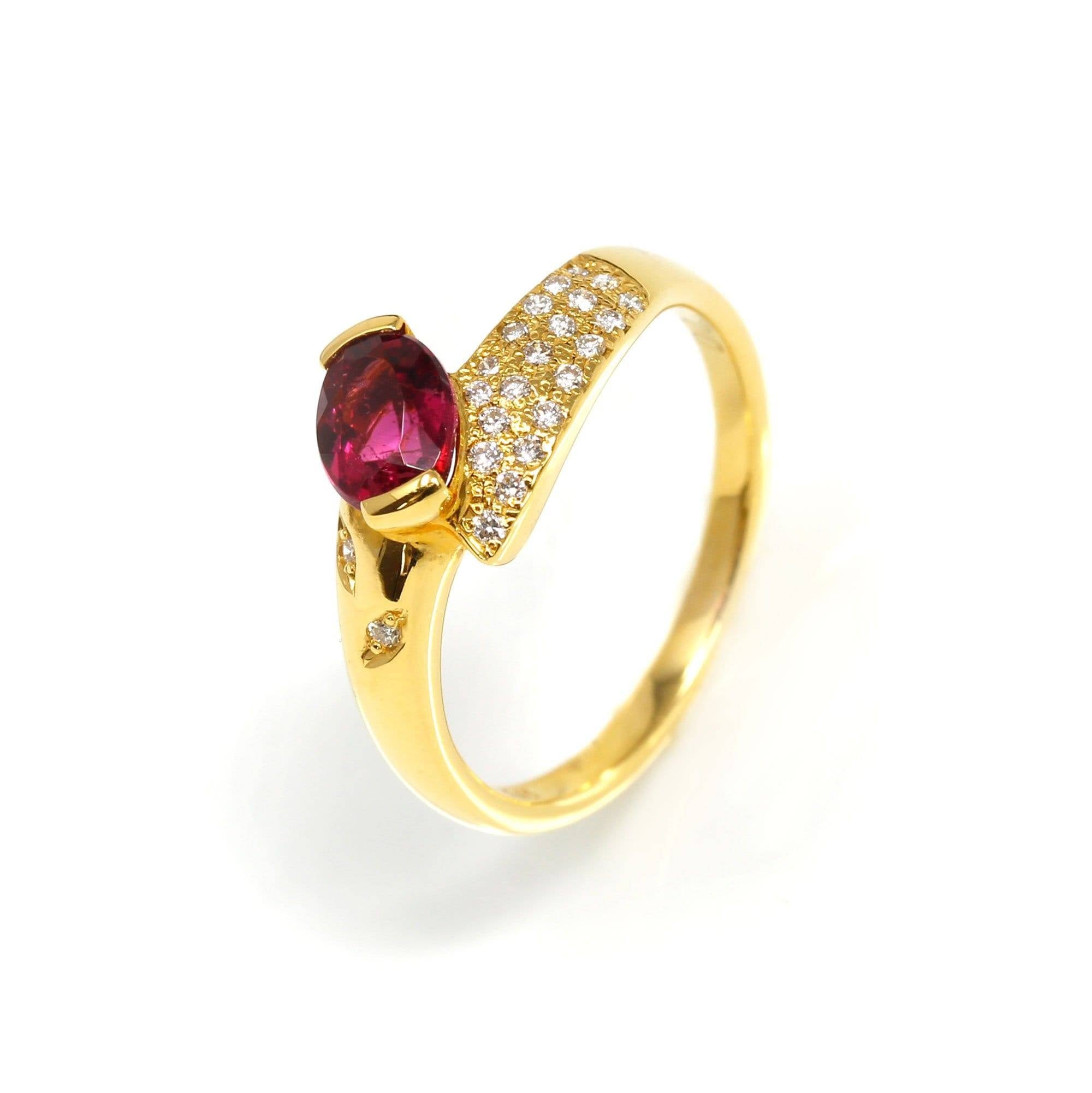 14K Yellow online Gold Natural Ruby & Diamond Ring by Keepsake Jewelry