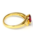 Baikalla Jewelry Gold Ruby Ring 18k Yellow Gold Natural Oval Ruby Diamond Anniversary Ring 