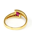 Baikalla Jewelry Gold Ruby Ring 18k Yellow Gold Natural Oval Ruby Diamond Anniversary Ring 