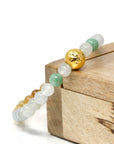 Baikalla Jewelry 24k Gold Jadeite Beads Bracelet Genuine High-quality Jade Jadeite Bracelet Bangle with 24k Yellow Gold Star Ball Charm Colorful  